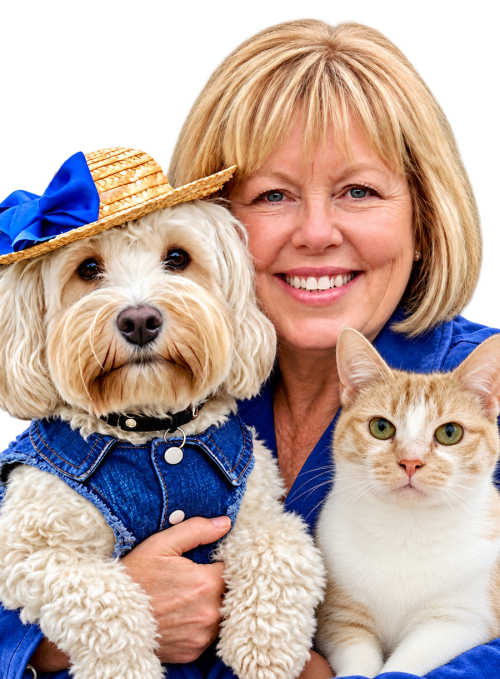Nina with her rescue pets